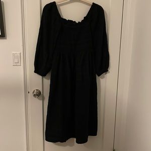 J. Crew Medium Smocked puff-sleeve dress in Black Watch tartan flannel